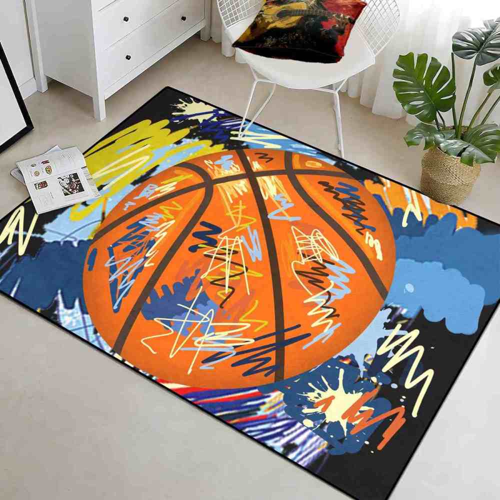 Street Art Graffiti Basketball Printed Area Rug Boys Room Playroom | CozyLil