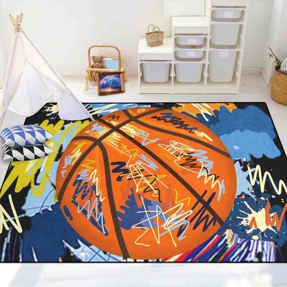 Street Art Graffiti Basketball Printed Area Rug Boys Room Playroom | CozyLil