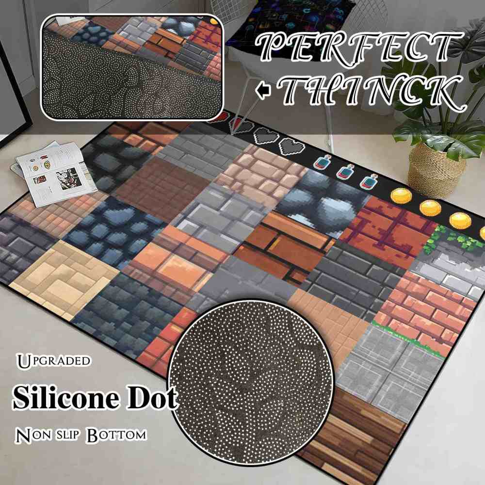 Pixel Block Gamer Area Rug for Boys Playroom Decor | CozyLil