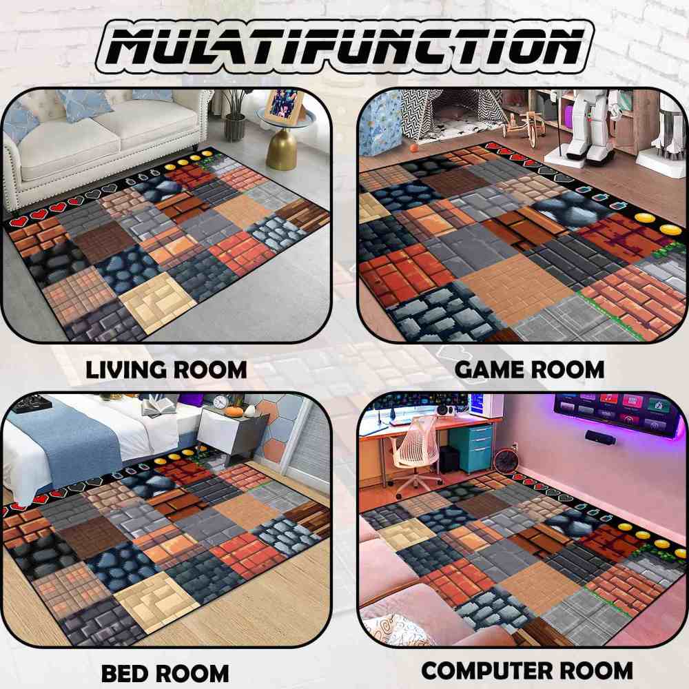 Pixel Block Gamer Area Rug for Boys Playroom Decor | CozyLil