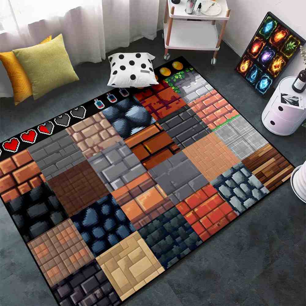 Pixel Block Gamer Area Rug for Boys Playroom Decor | CozyLil