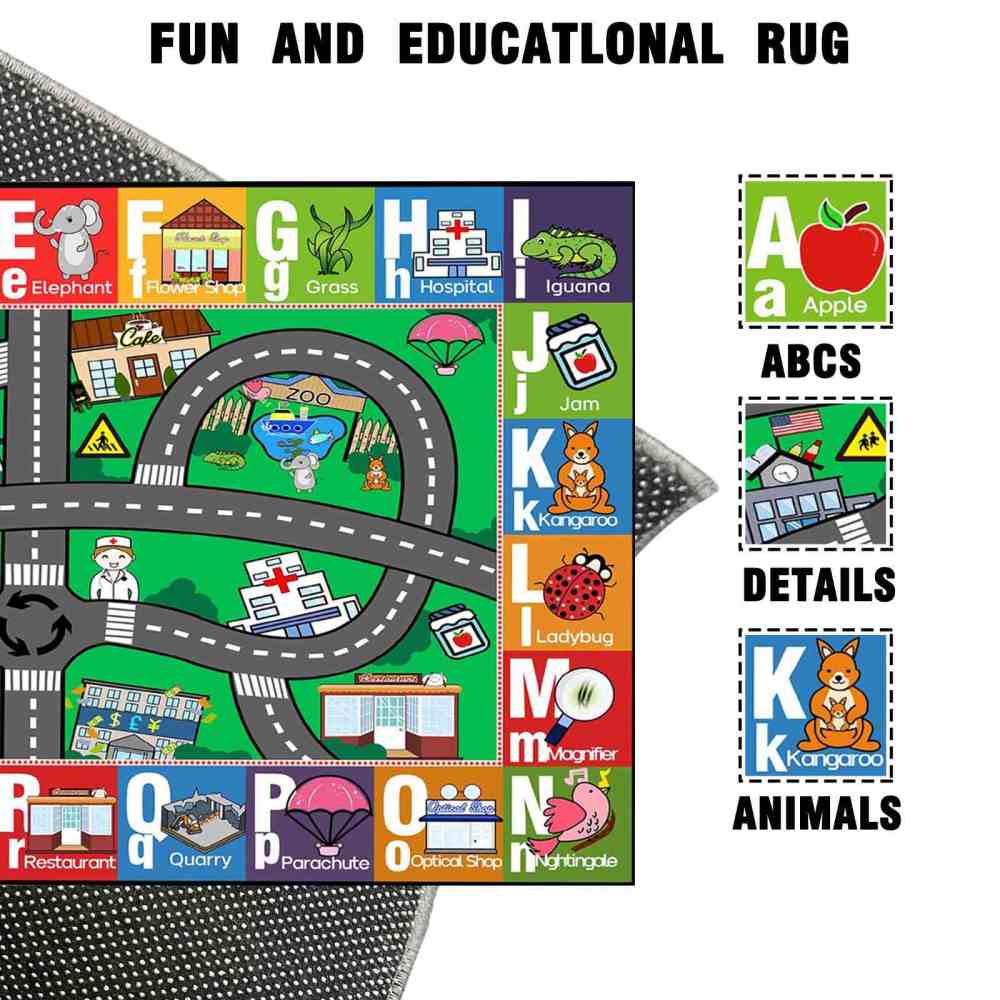 Educational ABC Alphabet City Map Kids Area Rug Nursery | CozyLil