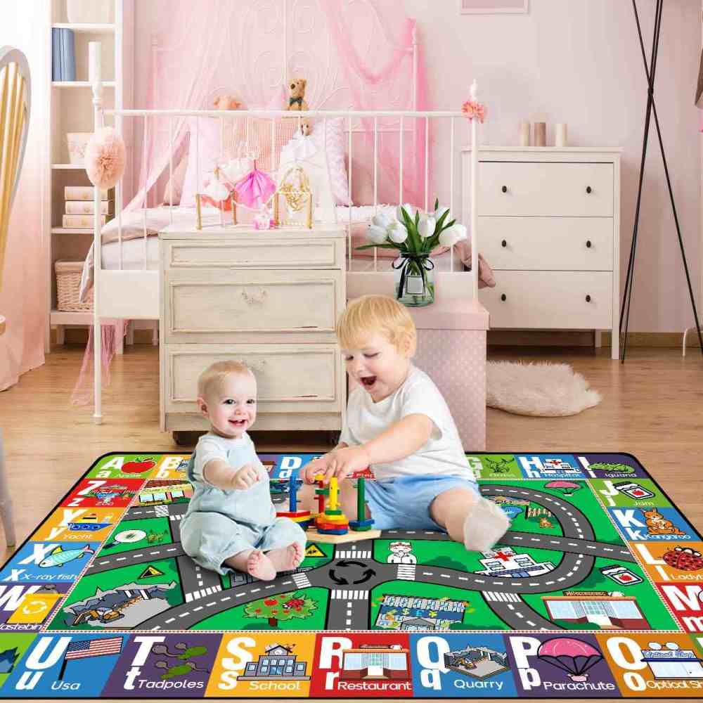 Educational ABC Alphabet City Map Kids Area Rug Nursery | CozyLil