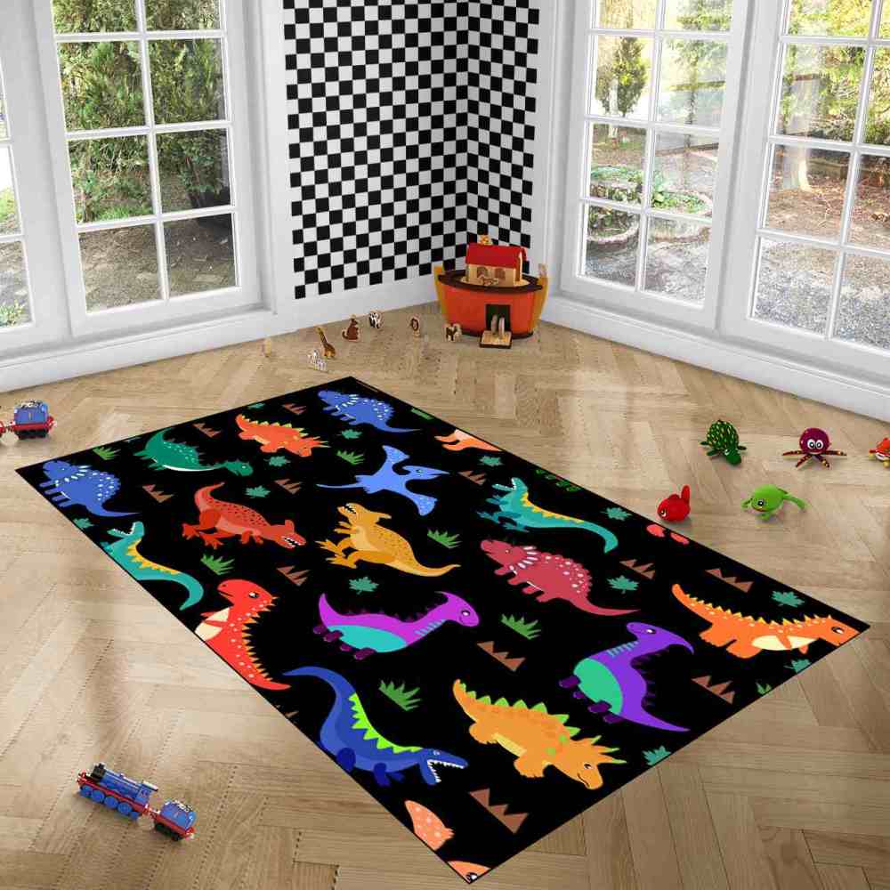 Colorful Cartoon Dinosaur Graphic Toddler Boys Nursery Play Mat | CozyLil