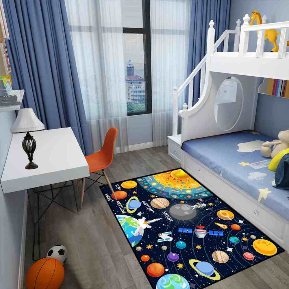 Astronaut Galaxy Orbit Area Rug for Kids Playroom | CozyLil