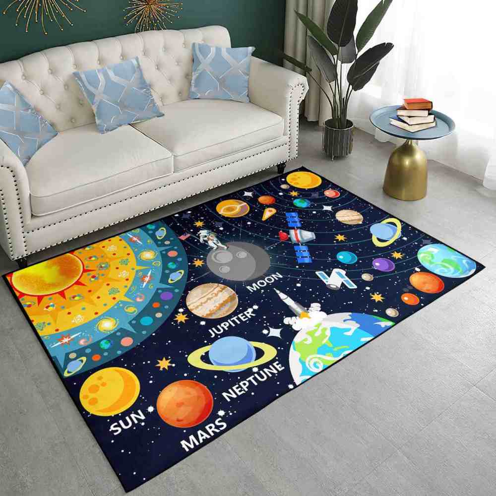 Astronaut Galaxy Orbit Area Rug for Kids Playroom | CozyLil