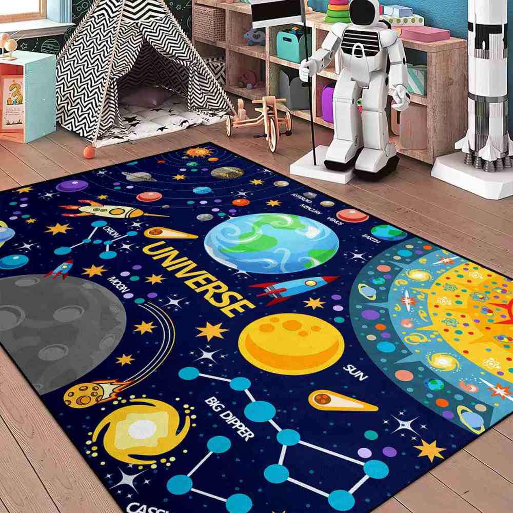 Universe Constellations & Planets Area Rug for Playroom | CozyLil