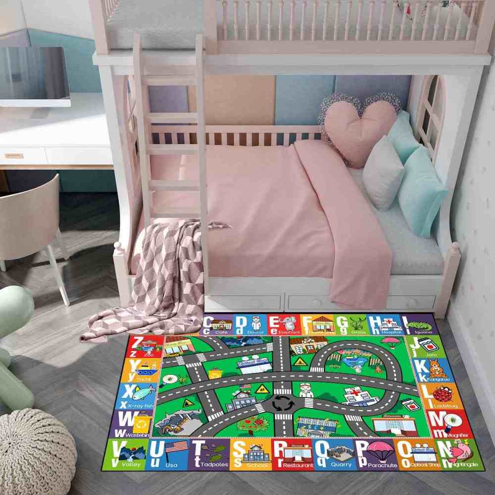 Educational ABC Alphabet City Map Kids Area Rug Nursery | CozyLil