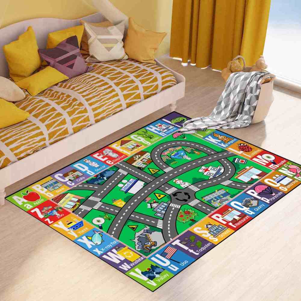 Educational ABC Alphabet City Map Kids Area Rug Nursery | CozyLil