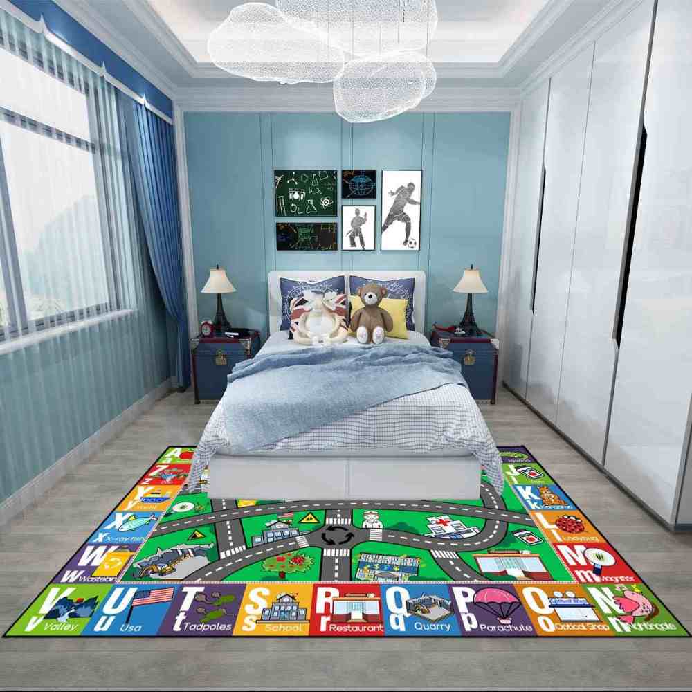 Educational ABC Alphabet City Map Kids Area Rug Nursery | CozyLil