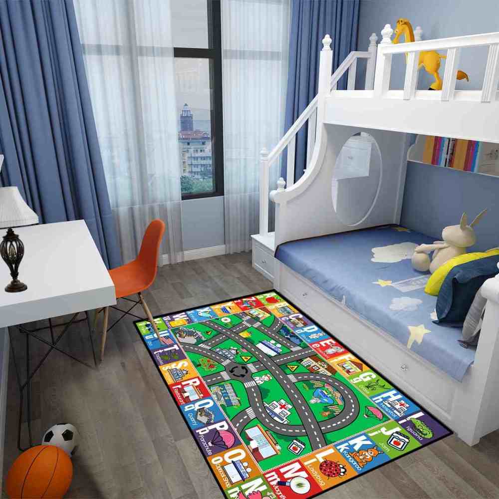 Educational ABC Alphabet City Map Kids Area Rug Nursery | CozyLil