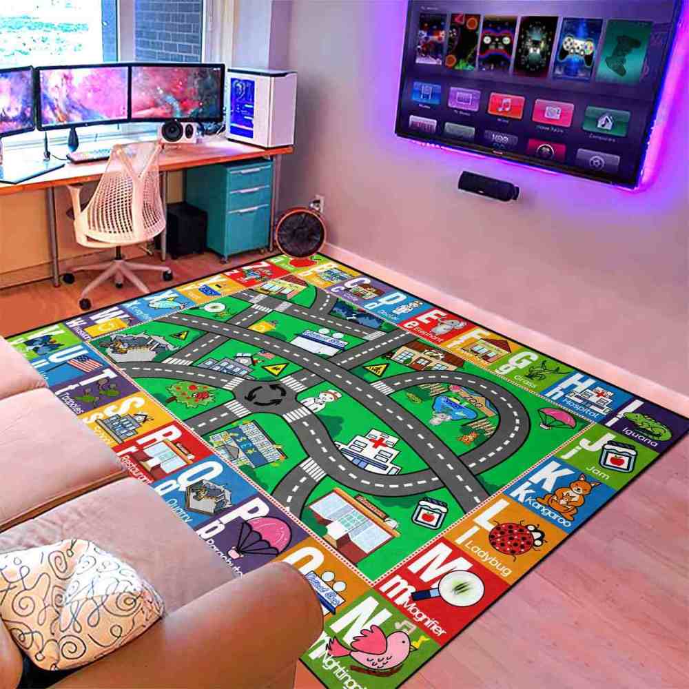 Educational ABC Alphabet City Map Kids Area Rug Nursery | CozyLil