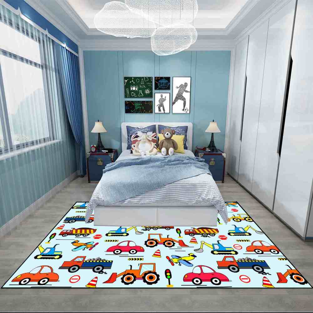 Vibrant City Traffic Transport Kids Area Rug Toddler Playroom | CozyLil