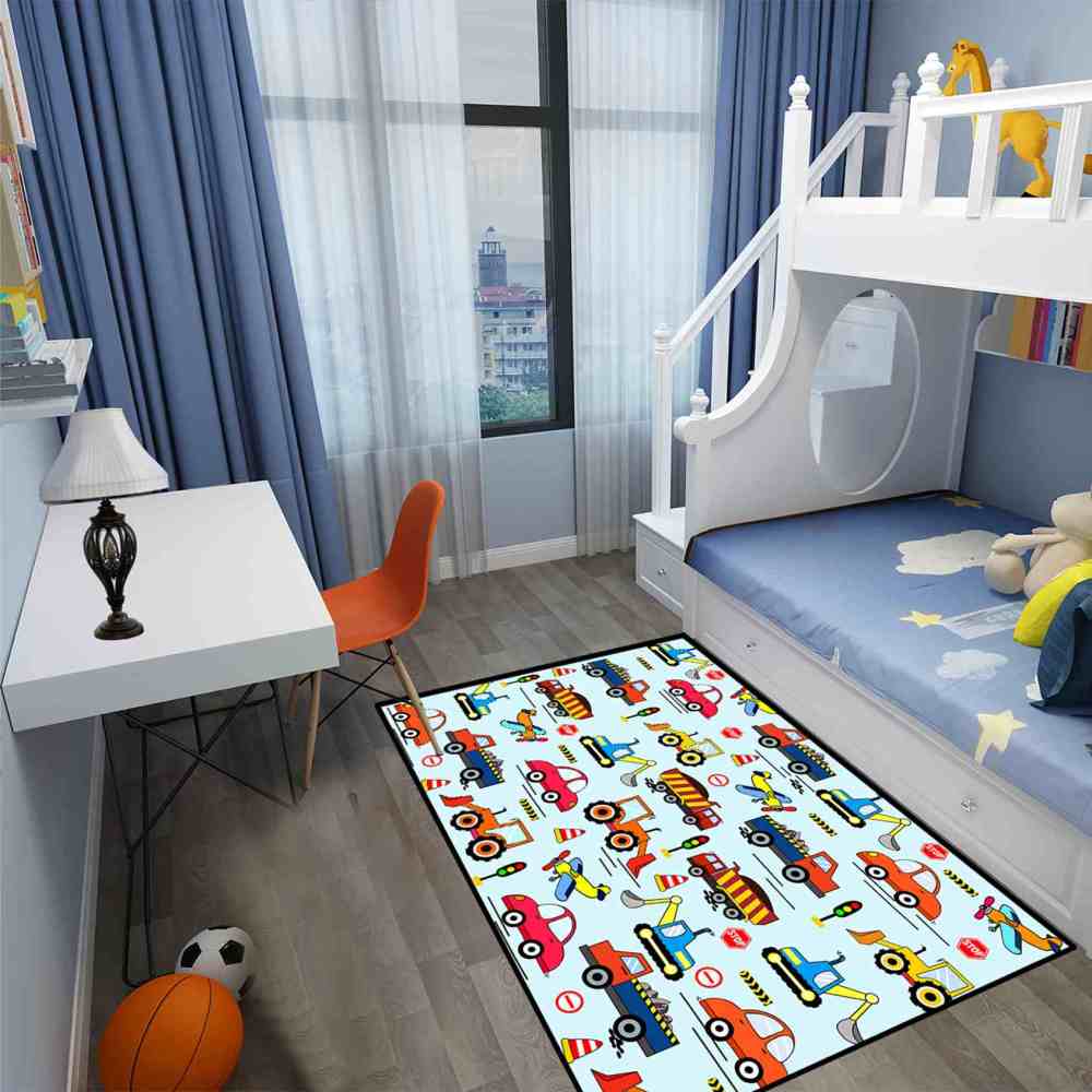 Vibrant City Traffic Transport Kids Area Rug Toddler Playroom | CozyLil