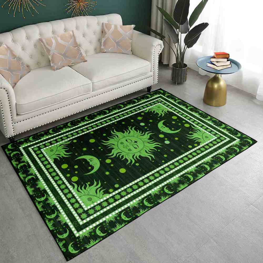 Green Celestial Sun and Moon Area Rug for Kids Room | CozyLil