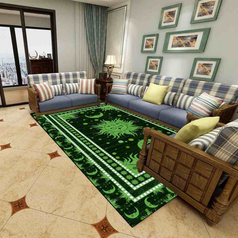 Green Celestial Sun and Moon Area Rug for Kids Room | CozyLil