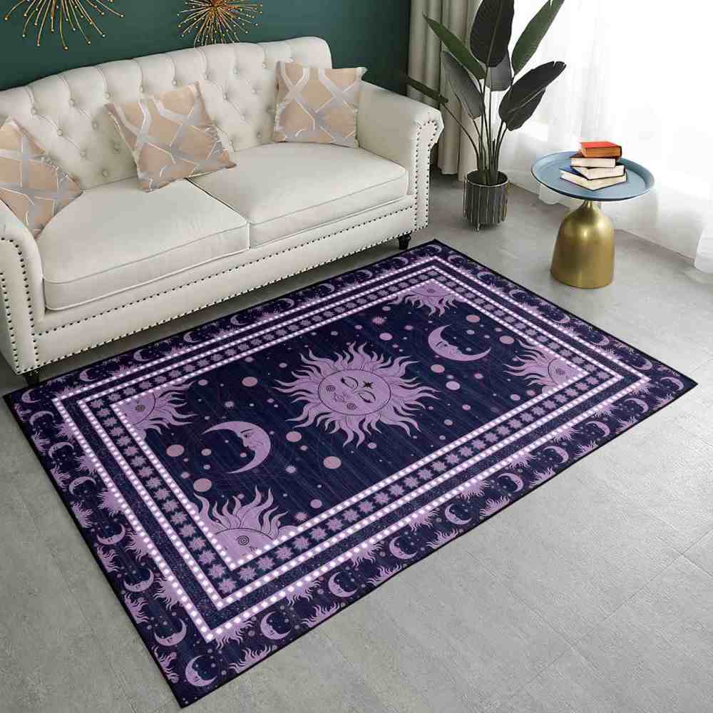 Deep Plum Celestial Sun Moon Area Rug for Girls Bedroom | CozyLil
