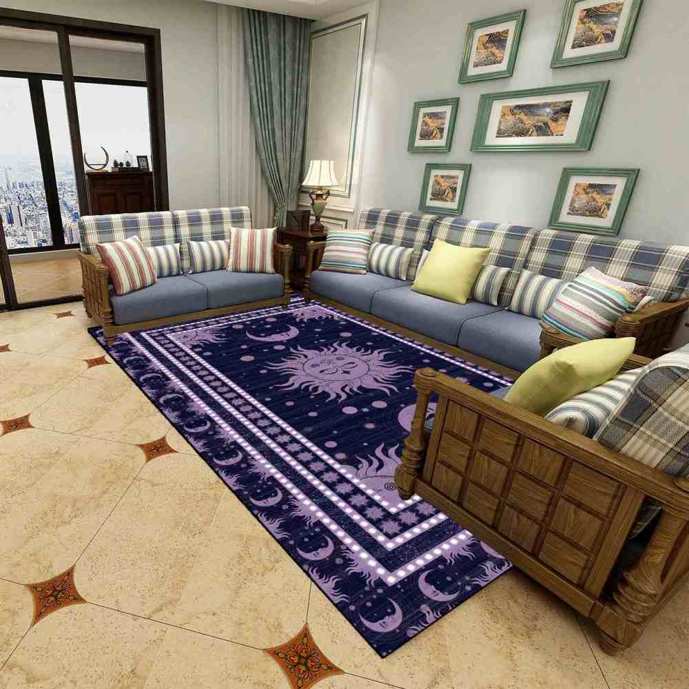 Deep Plum Celestial Sun Moon Area Rug for Girls Bedroom | CozyLil