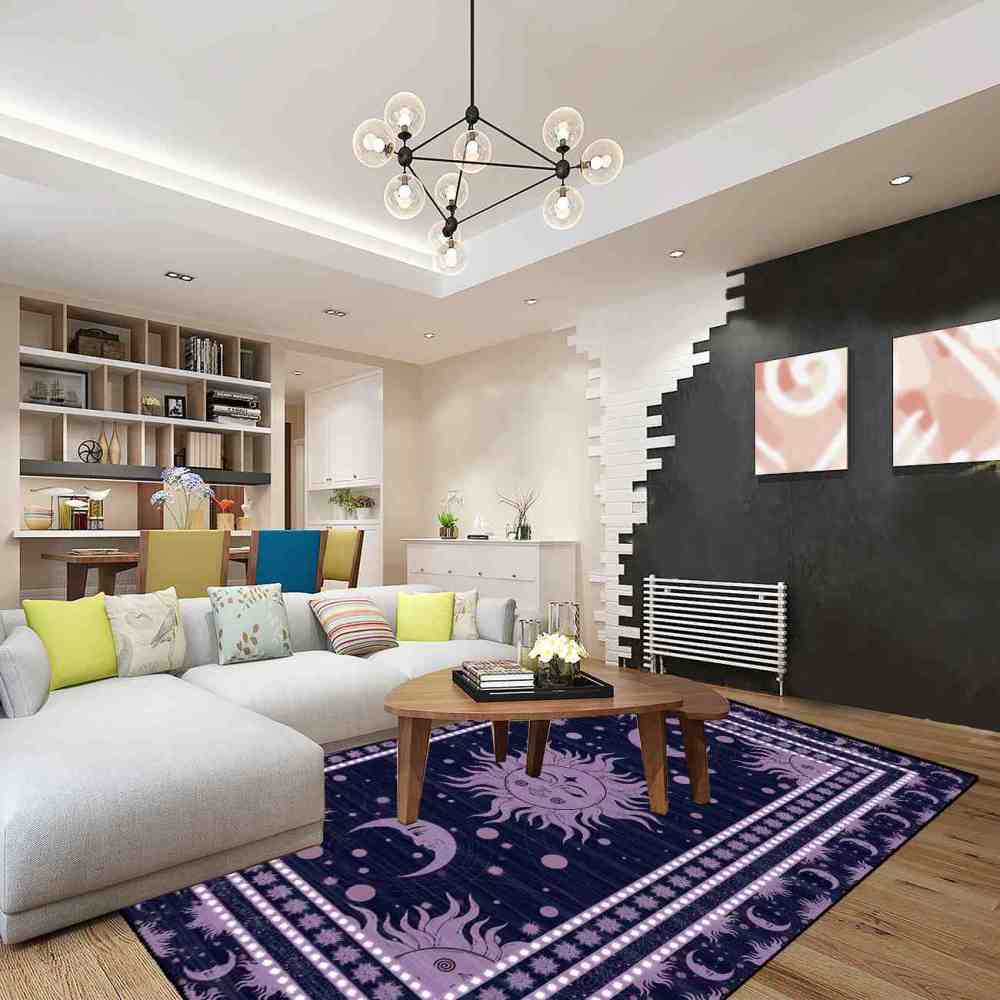 Deep Plum Celestial Sun Moon Area Rug for Girls Bedroom | CozyLil