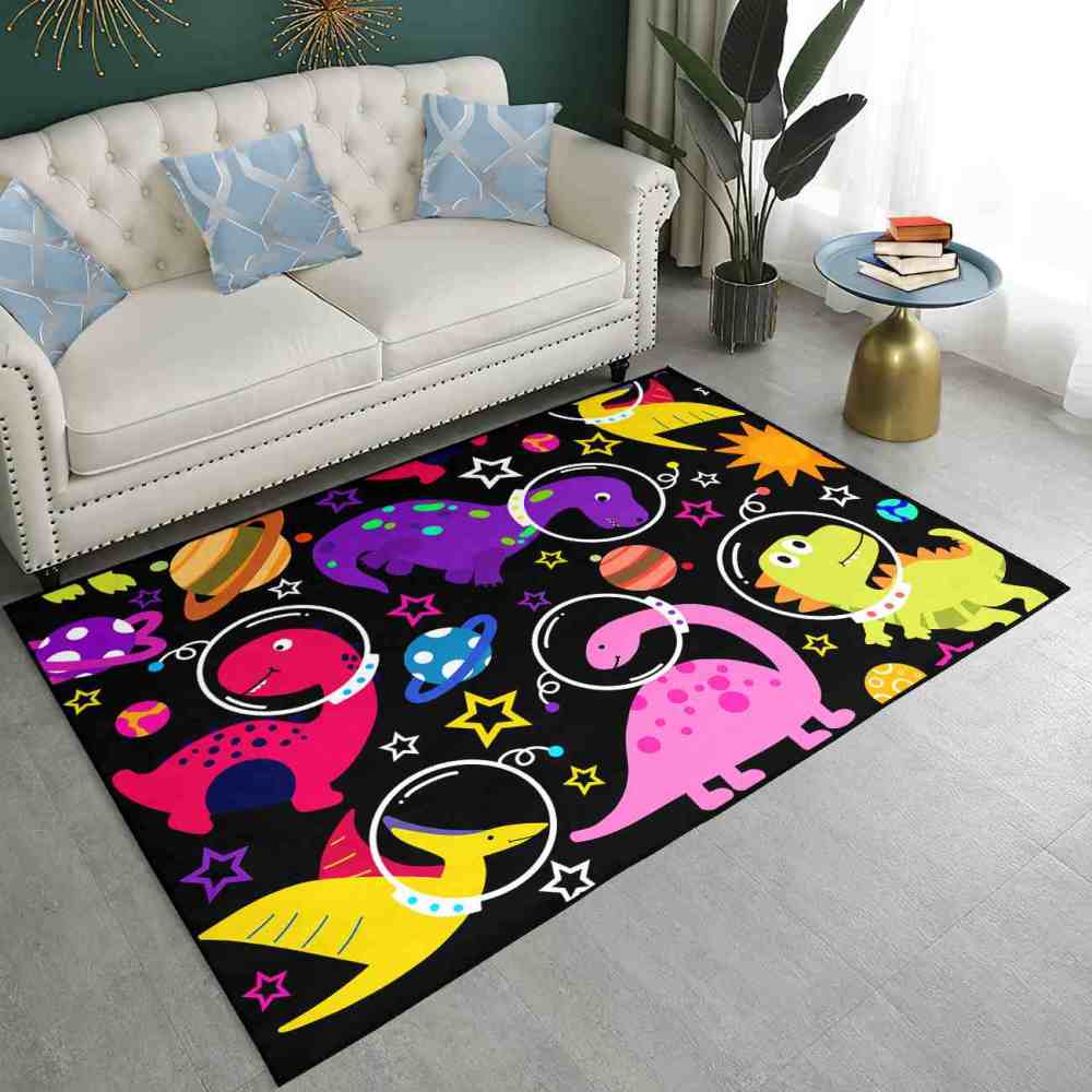 Colorful Space Dinosaur Astronaut Area Rug for Kids Boys Playroom | CozyLil