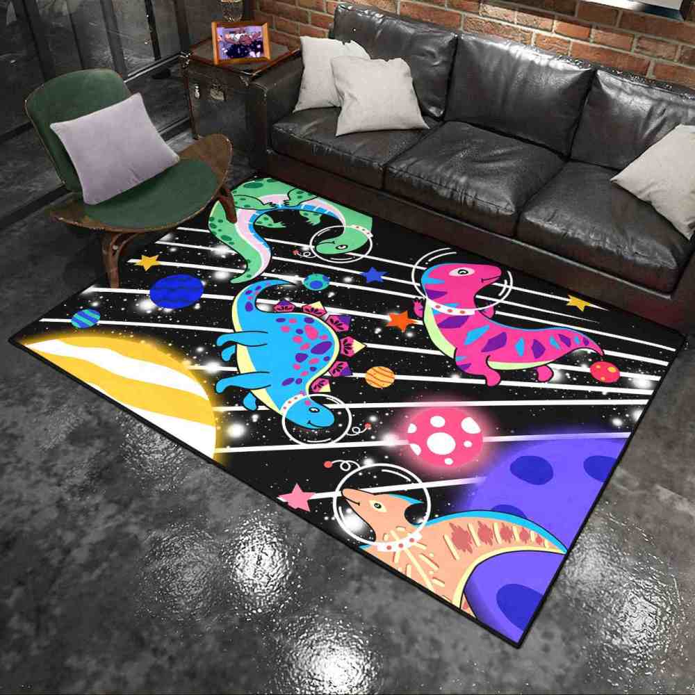 Laser Starburst Space Dinosaur Area Rug for Toddler Boys Room | CozyLil