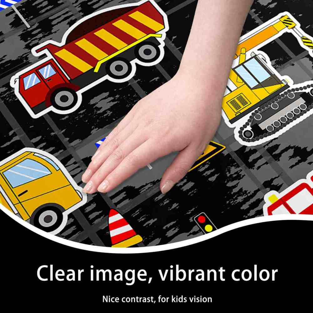 Yellow Bulldozer & Dump Truck Play Mat for Boys Bedroom | CozyLil