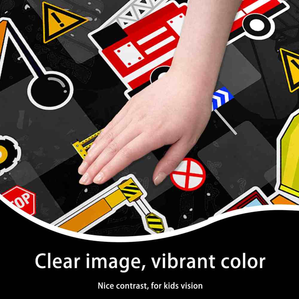 Hazard Stripe Cement Mixer Area Rug for Boys Playroom | CozyLil