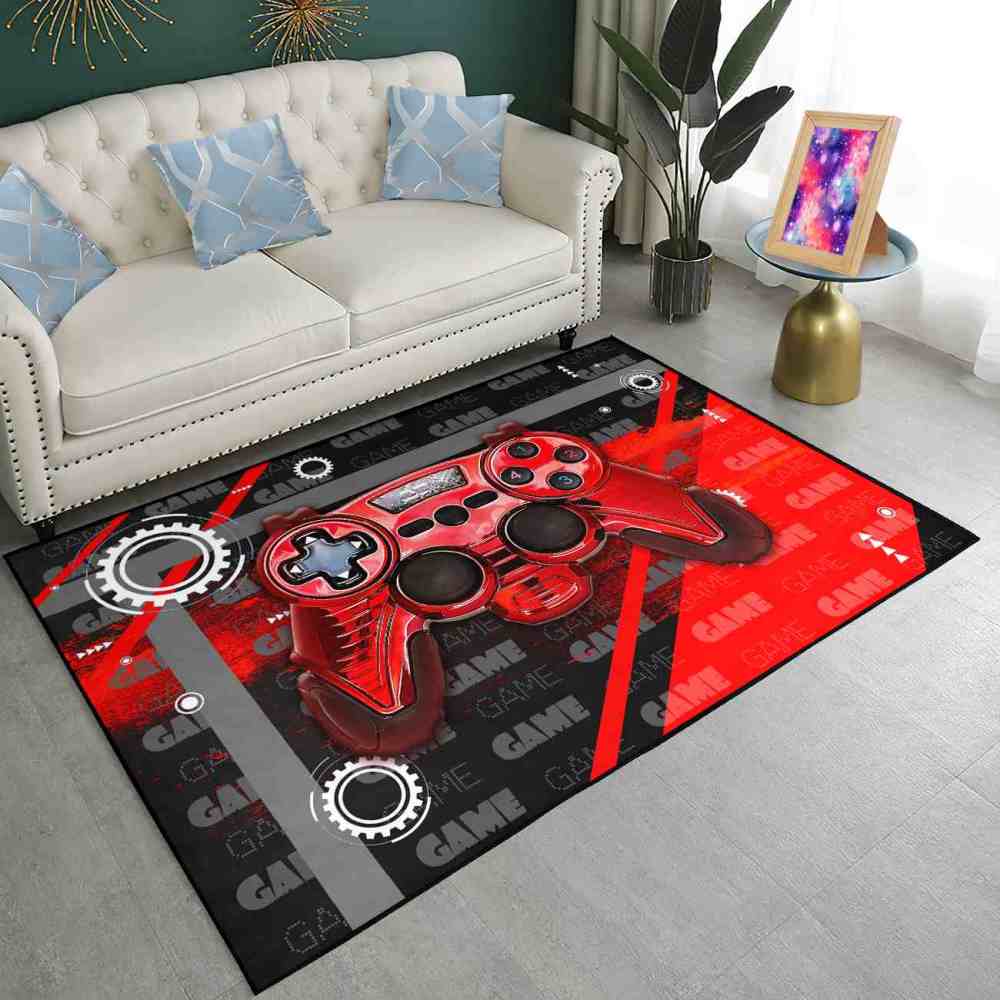 Red Mechanical Gear Gamer Controller Boys Playroom Rug | CozyLil