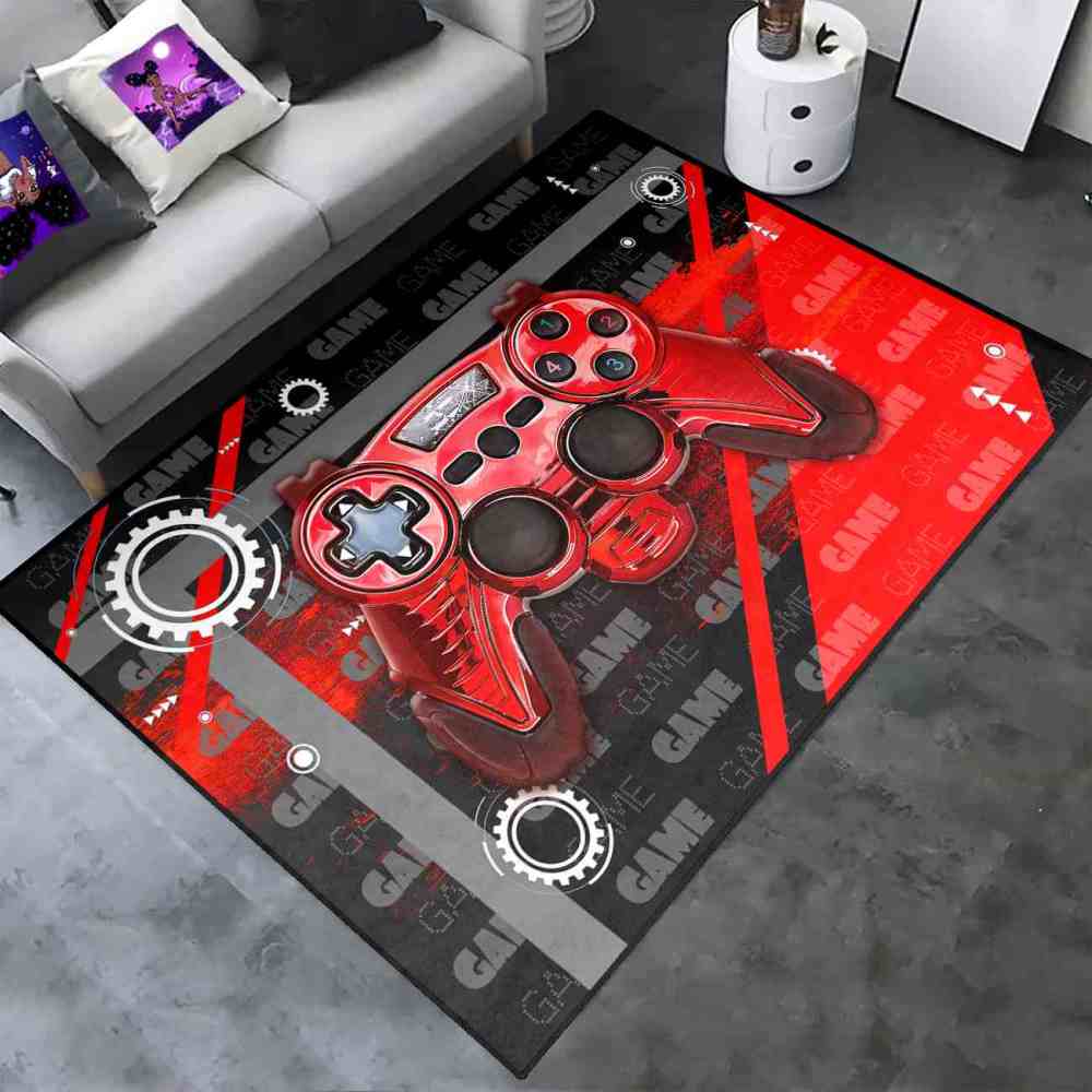 Red Mechanical Gear Gamer Controller Boys Playroom Rug | CozyLil