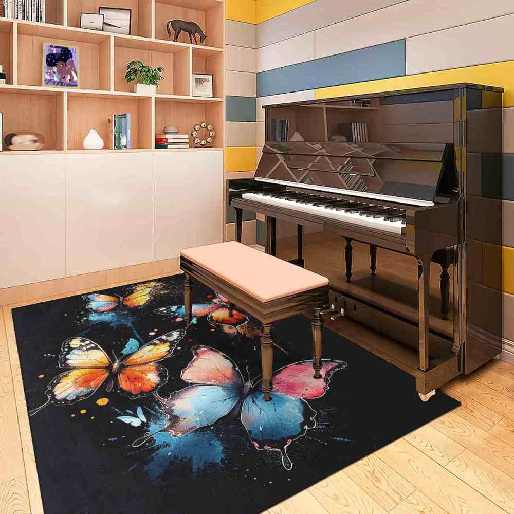 Artistic Paint Splatter Butterfly Girls Bedroom Area Rug | CozyLil