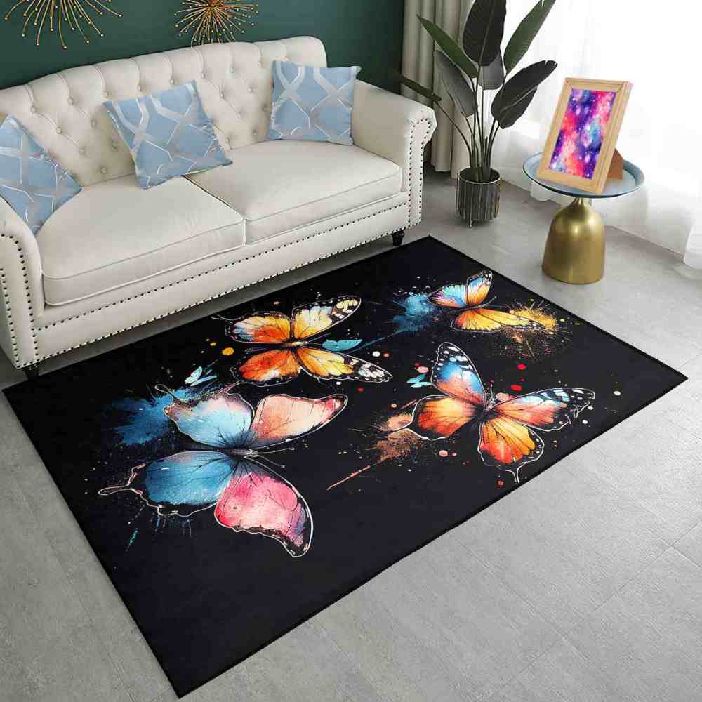 Artistic Paint Splatter Butterfly Girls Bedroom Area Rug | CozyLil