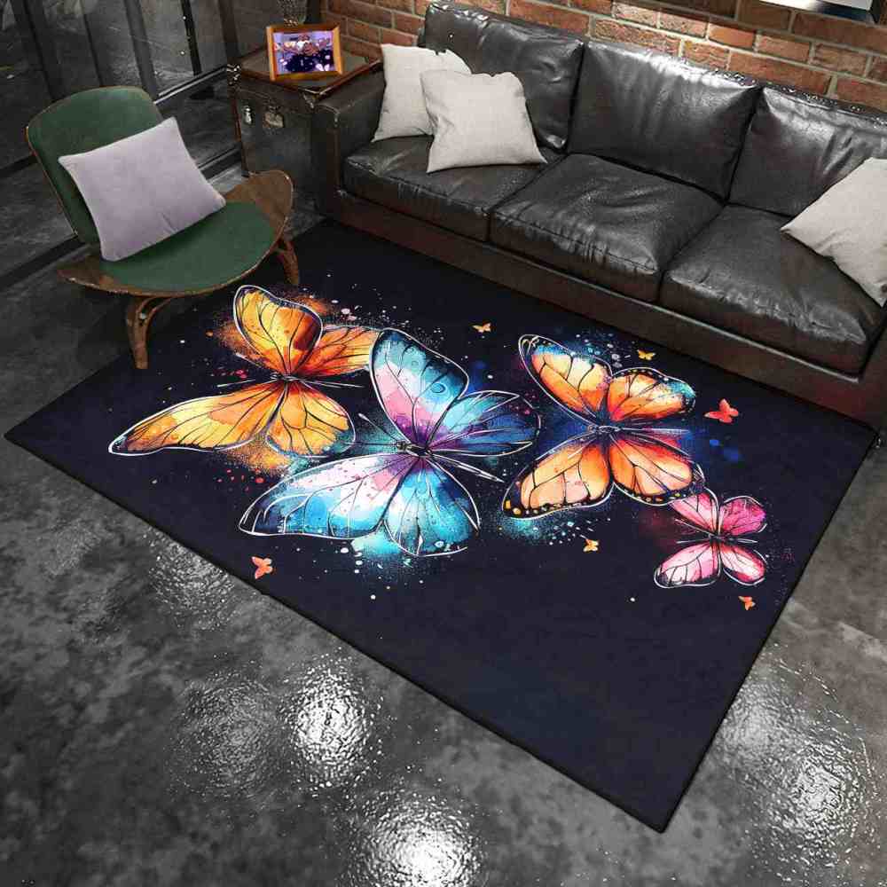 Vivid Cosmic Dust Butterfly Nursery Playroom Area Rug | CozyLil
