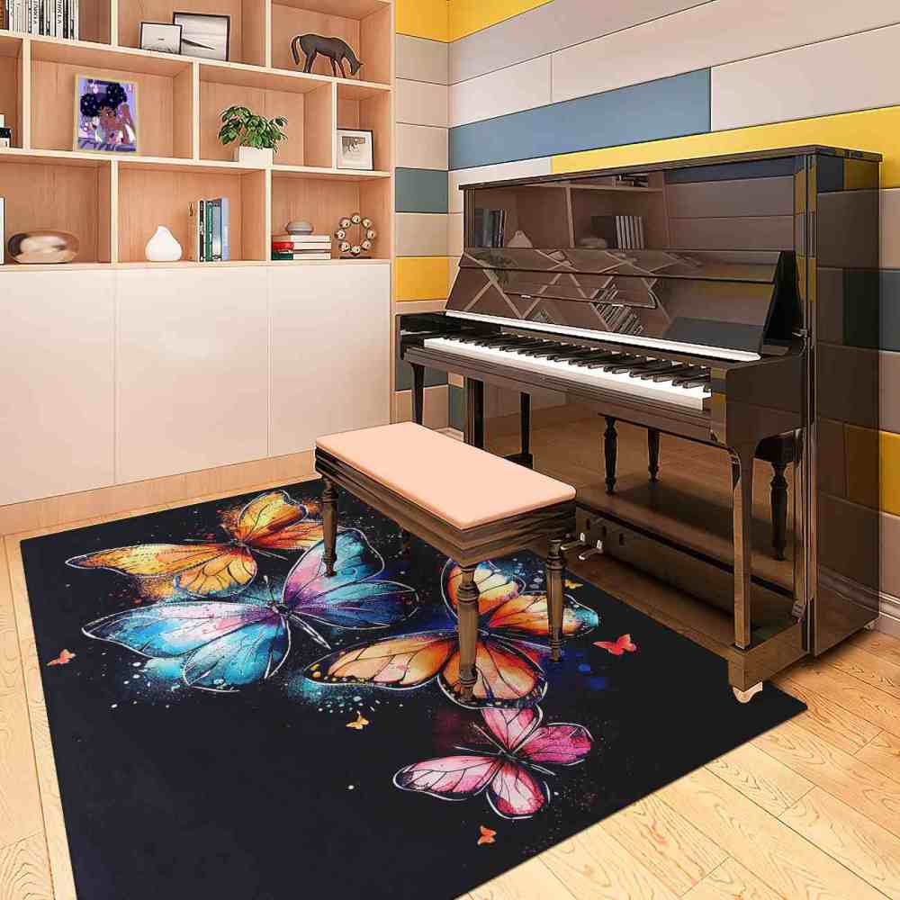 Vivid Cosmic Dust Butterfly Nursery Playroom Area Rug | CozyLil