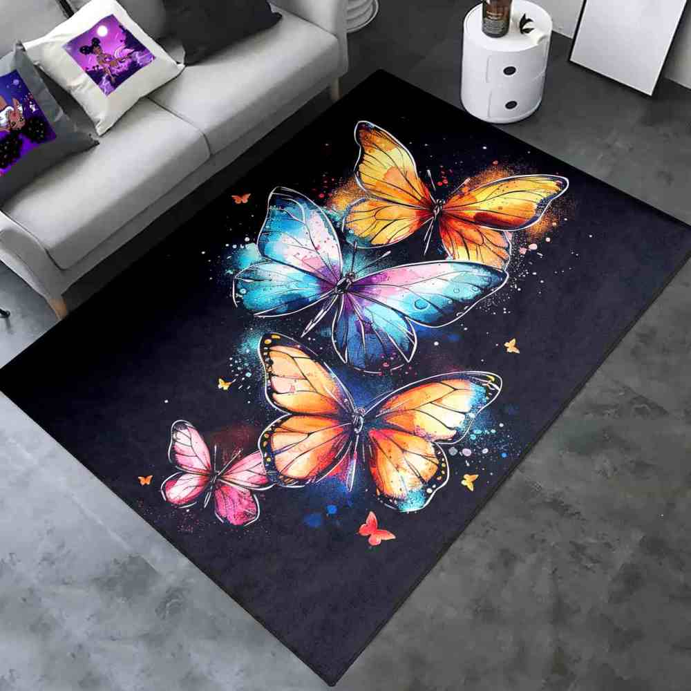 Vivid Cosmic Dust Butterfly Nursery Playroom Area Rug | CozyLil
