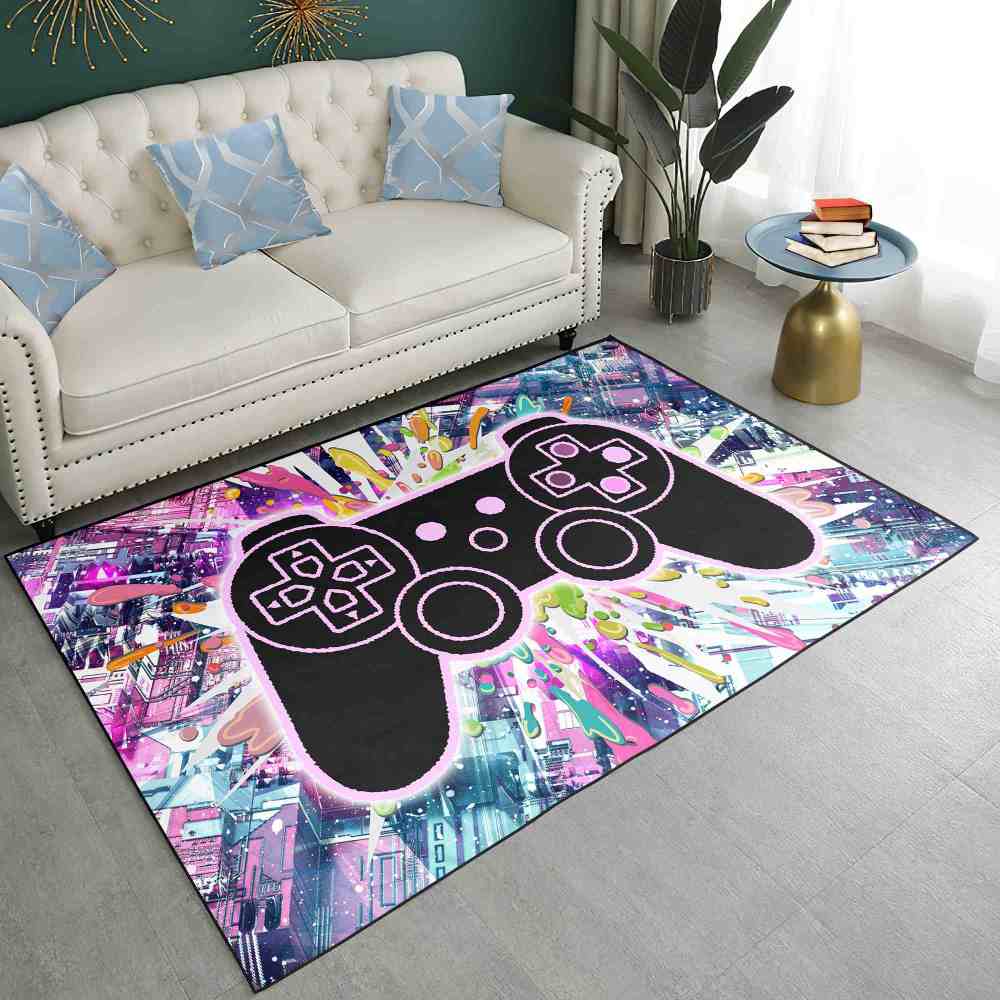 Abstract Graffiti Gaming Controller Area Rug Playroom Decor | CozyLil