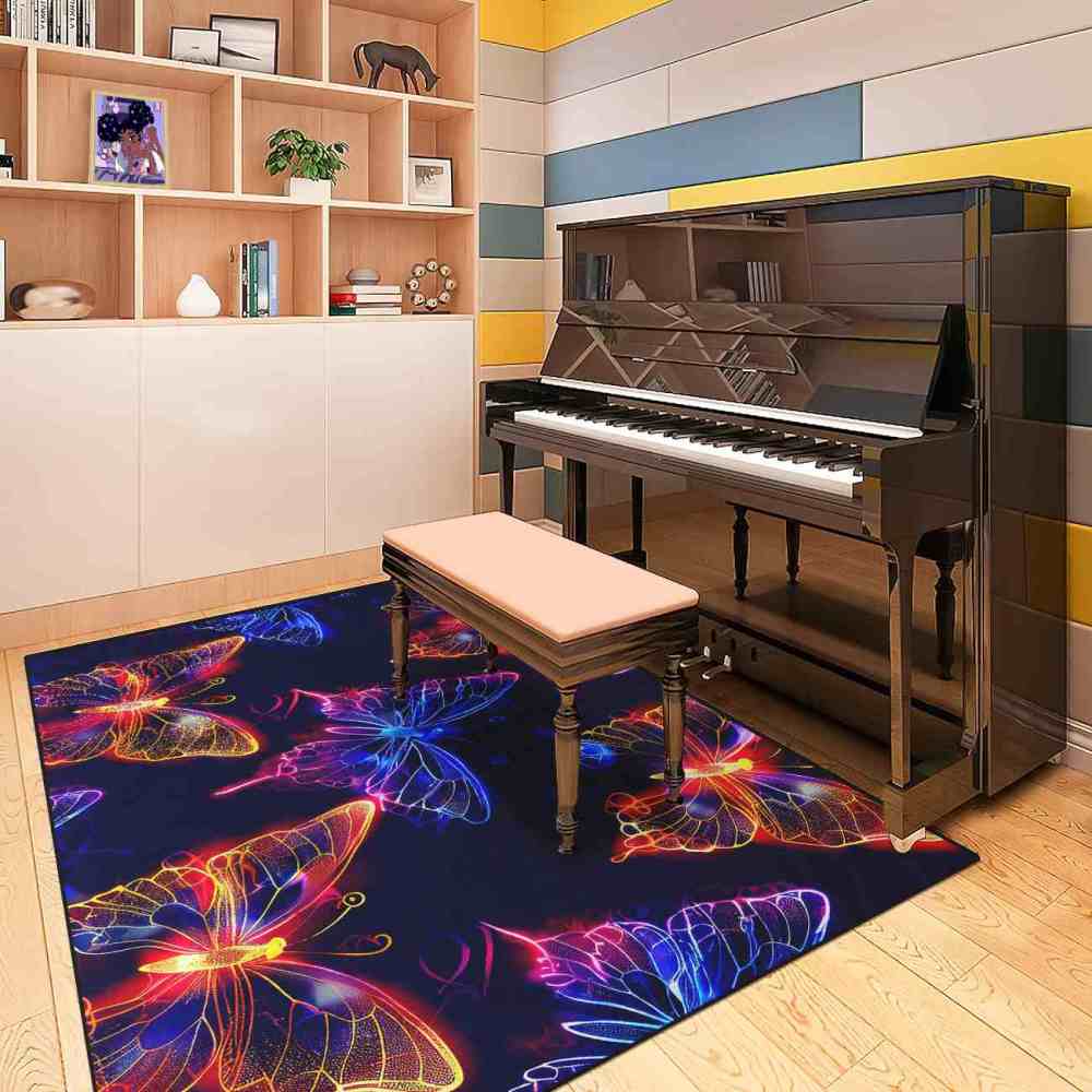 Vibrant Colorful Line Art Butterfly Girls Rug | CozyLil