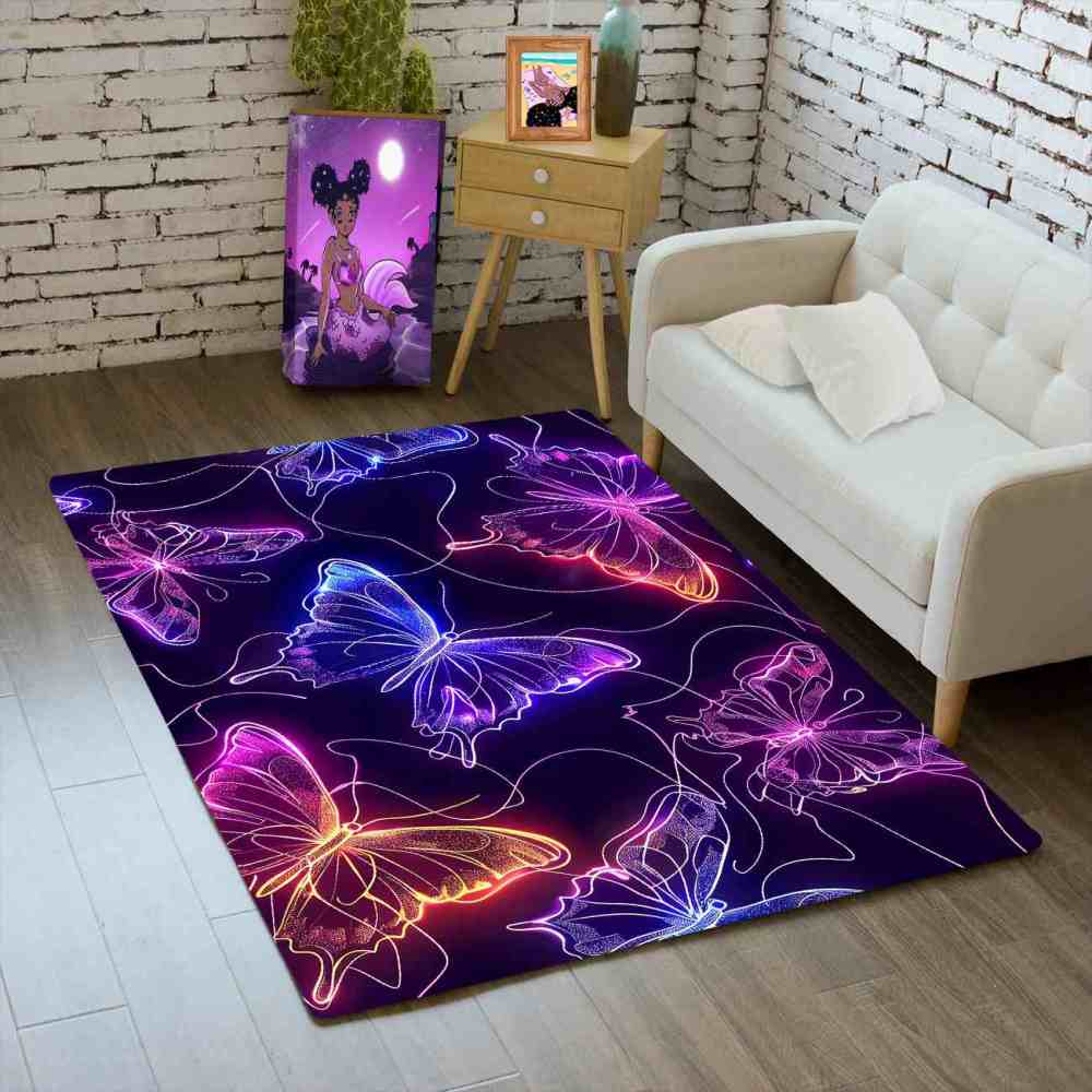 Vivid Stardust Line Art Butterfly Playroom Mat | CozyLil