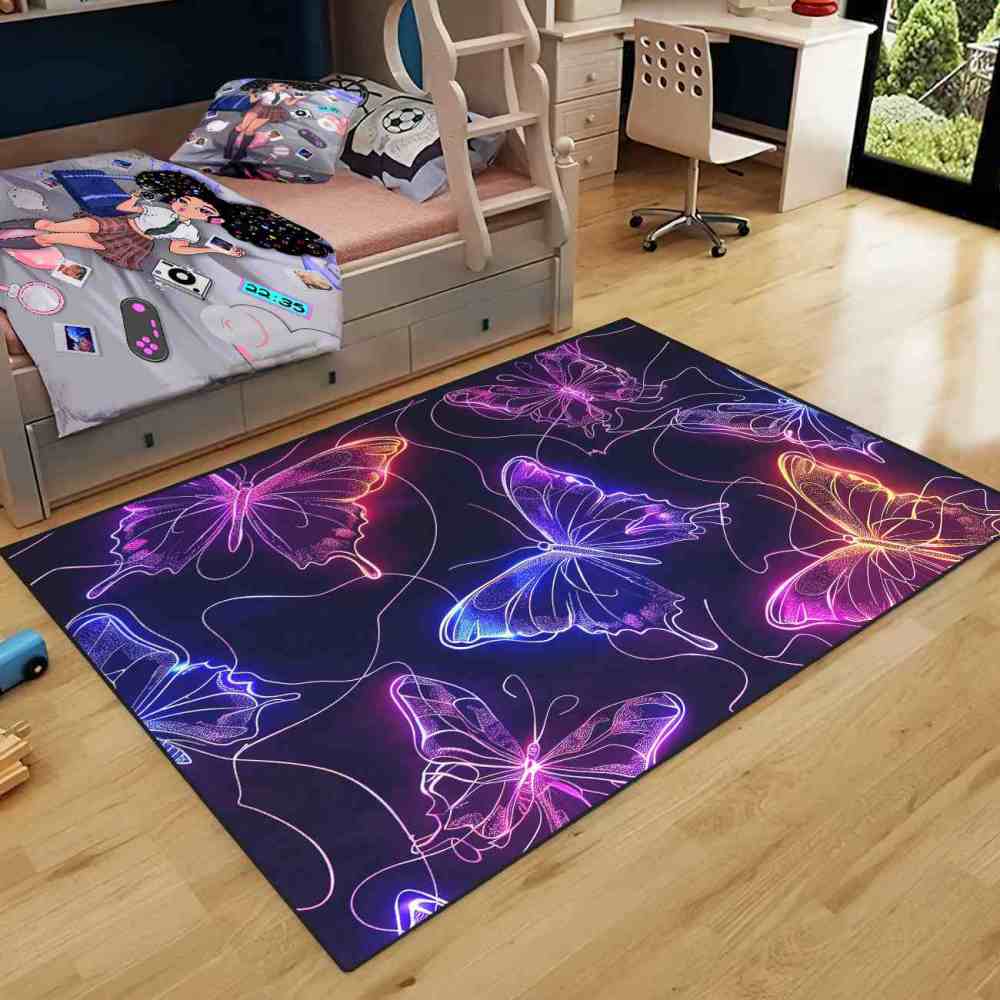 Vivid Stardust Line Art Butterfly Playroom Mat | CozyLil