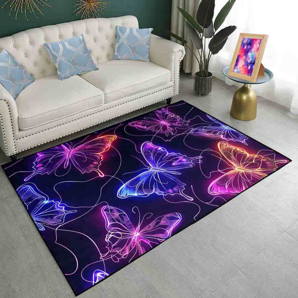 Vivid Stardust Line Art Butterfly Playroom Mat | CozyLil