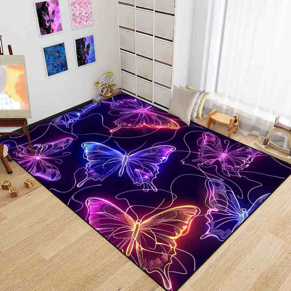 Vivid Stardust Line Art Butterfly Playroom Mat | CozyLil