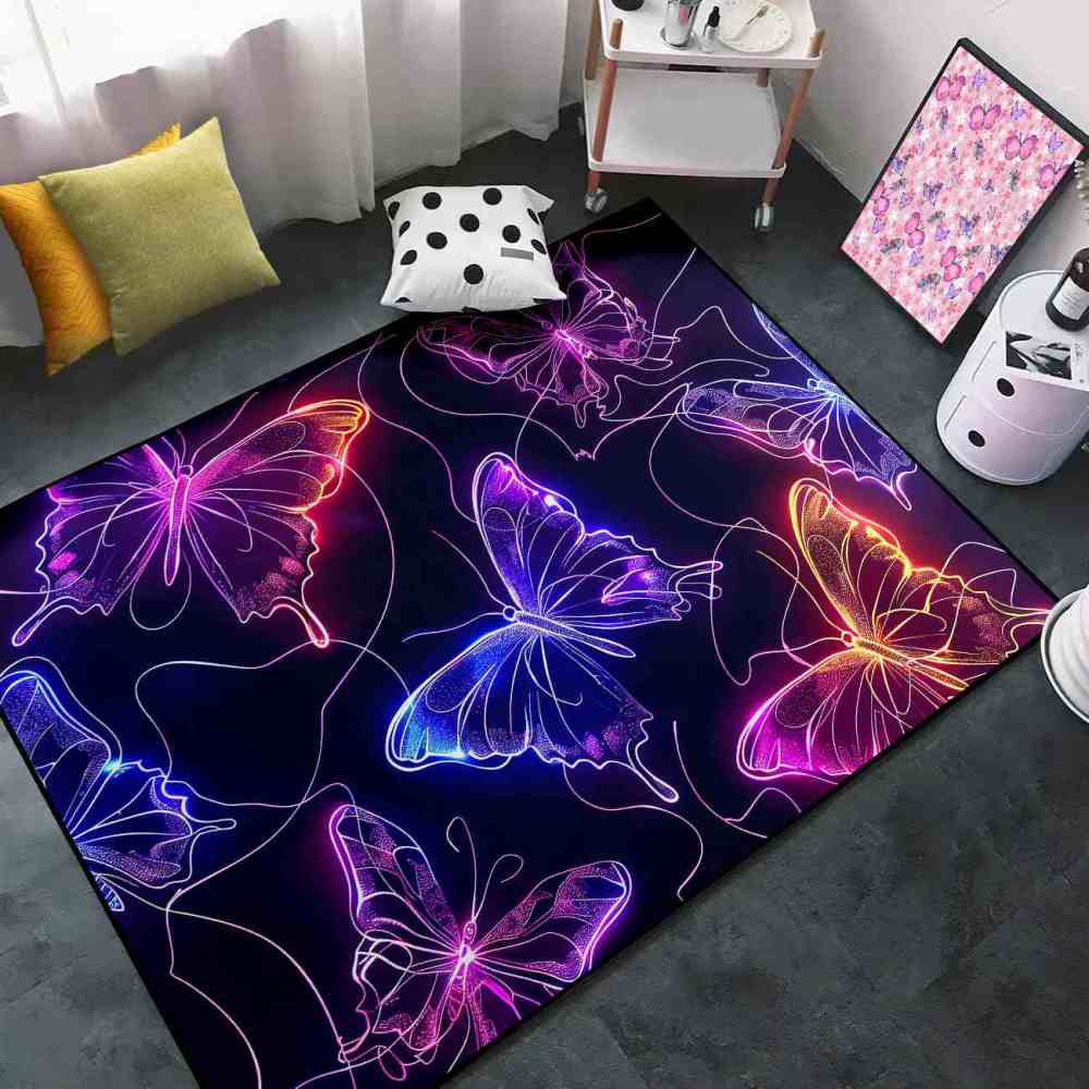 Vivid Stardust Line Art Butterfly Playroom Mat | CozyLil