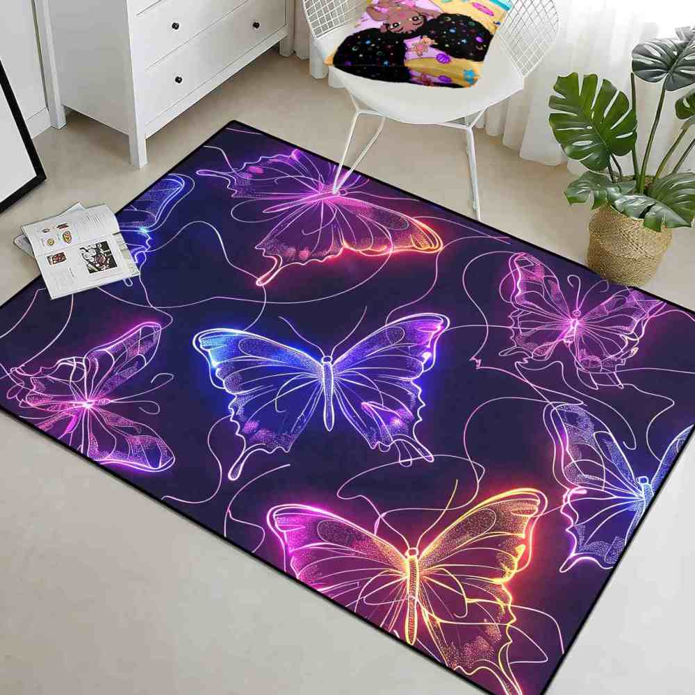 Vivid Stardust Line Art Butterfly Playroom Mat | CozyLil