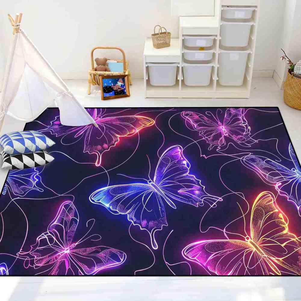 Vivid Stardust Line Art Butterfly Playroom Mat | CozyLil