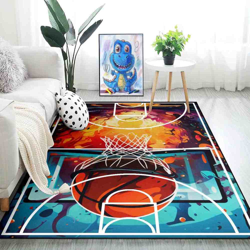 Abstract Basketball Court Hoop Area Rug Teen Room | CozyLil