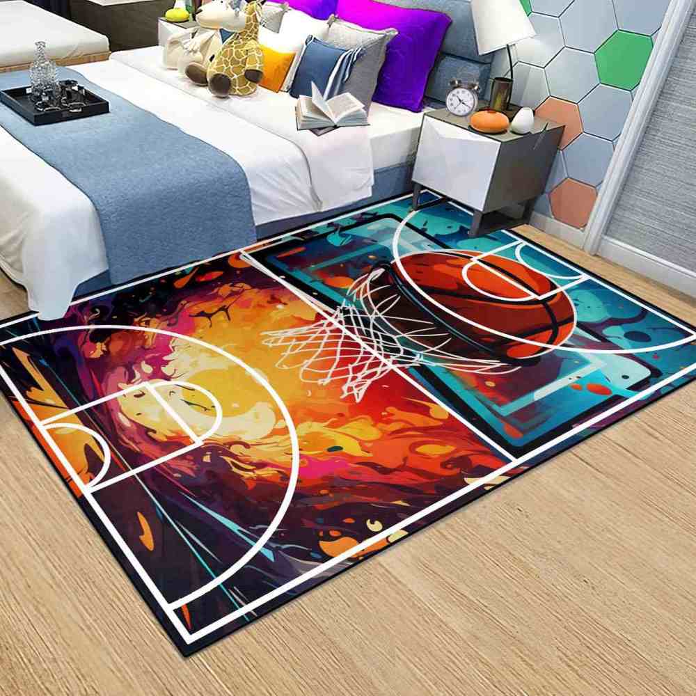 Abstract Basketball Court Hoop Area Rug Teen Room | CozyLil