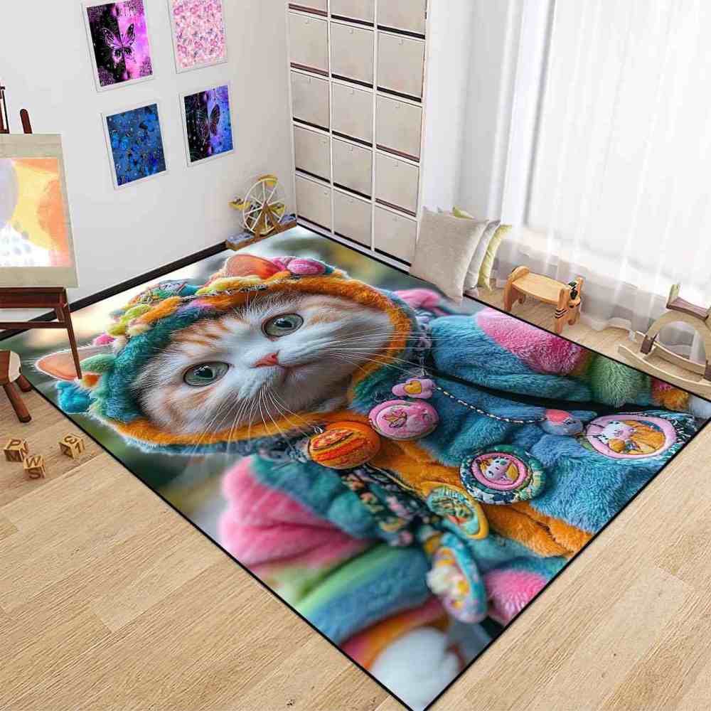 Colorful Patched Hood Kitten Toddler Play Rug | CozyLil