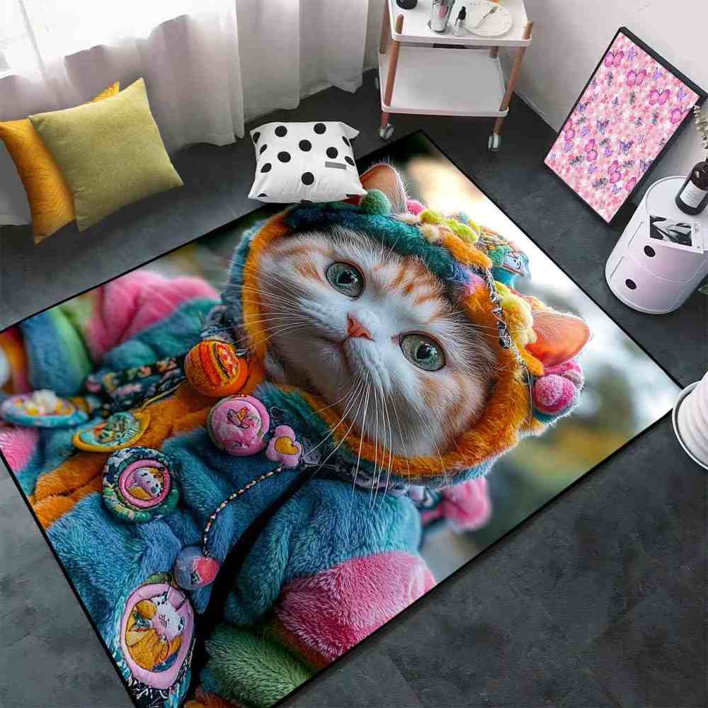 Colorful Patched Hood Kitten Toddler Play Rug | CozyLil