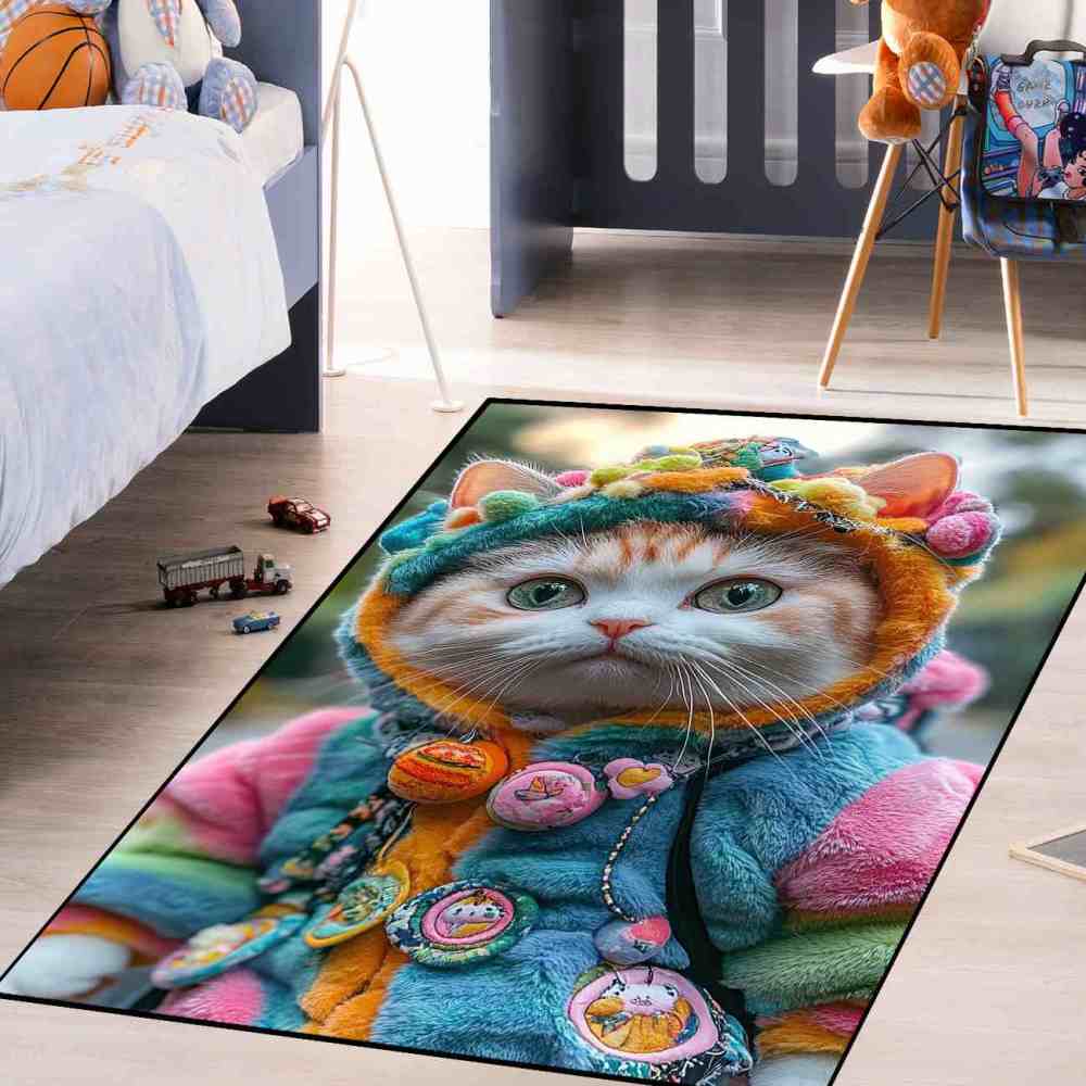 Colorful Patched Hood Kitten Toddler Play Rug | CozyLil