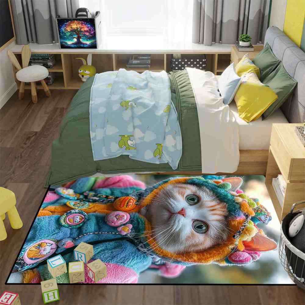 Colorful Patched Hood Kitten Toddler Play Rug | CozyLil