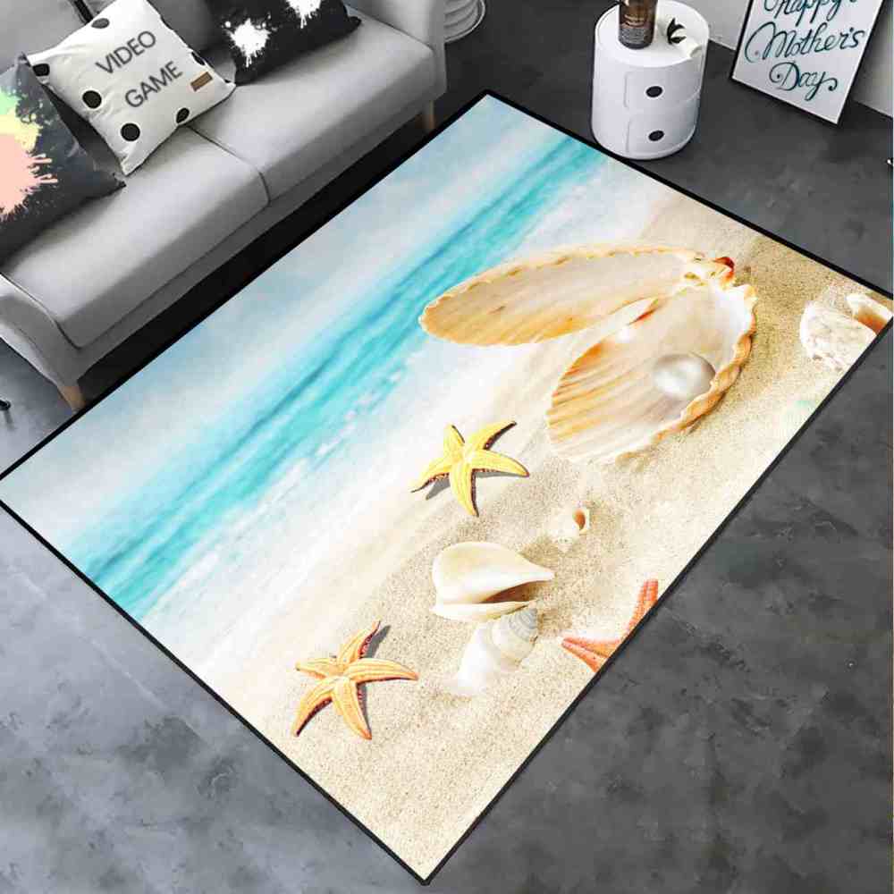 Pearl Seashell Beach Area Rug Coastal Bedroom Decor | CozyLil